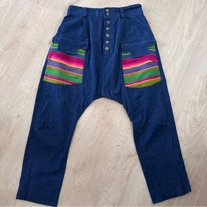Thai Style Drop Crotch Dark Denim Jeans sz M-L